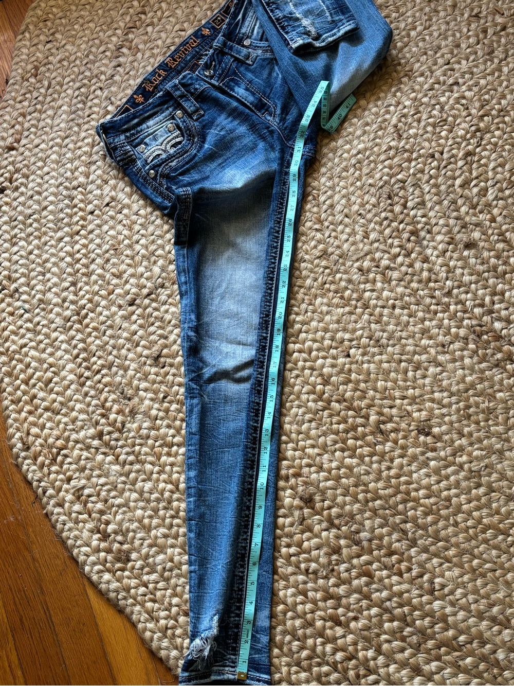 Rock Revival Distressed Blue Skinny Jeans Size 27 - Picture 16 of 16
